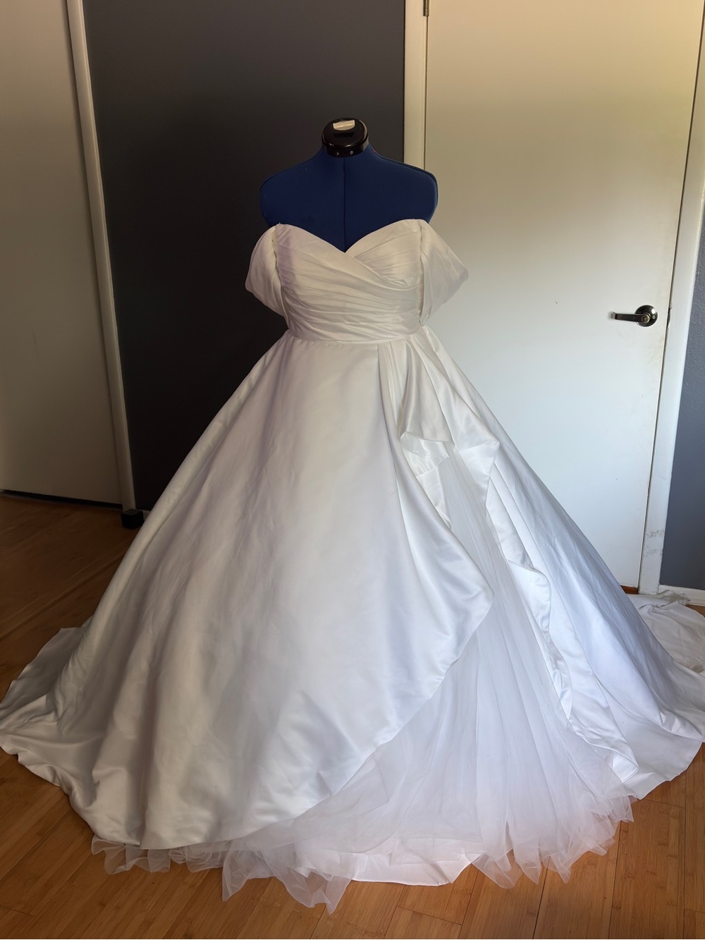 Azazie White Strapless Ball Gown Wedding Dress